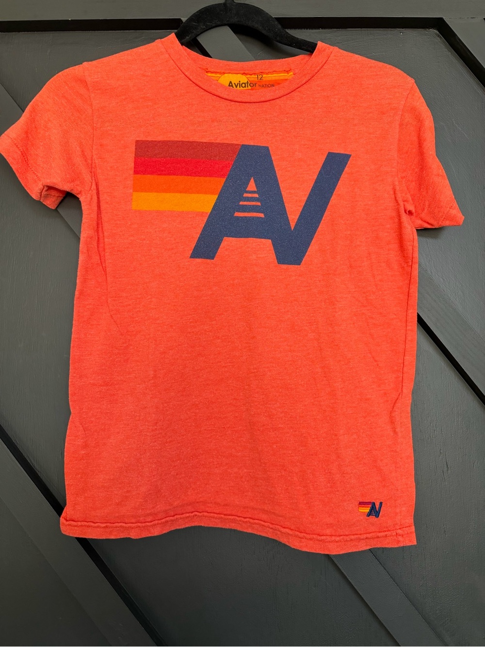 Aviator Nation Kid’s Logo Tee in Orange, Size 12